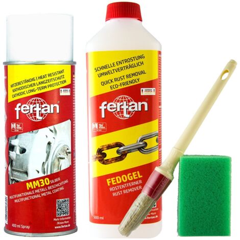 Fertan Bremsen-Kit FeDOGEL+ MM30+ Pinsel+ Schwamm Zur Entrostung und Beschichtung von Bremsanlagen