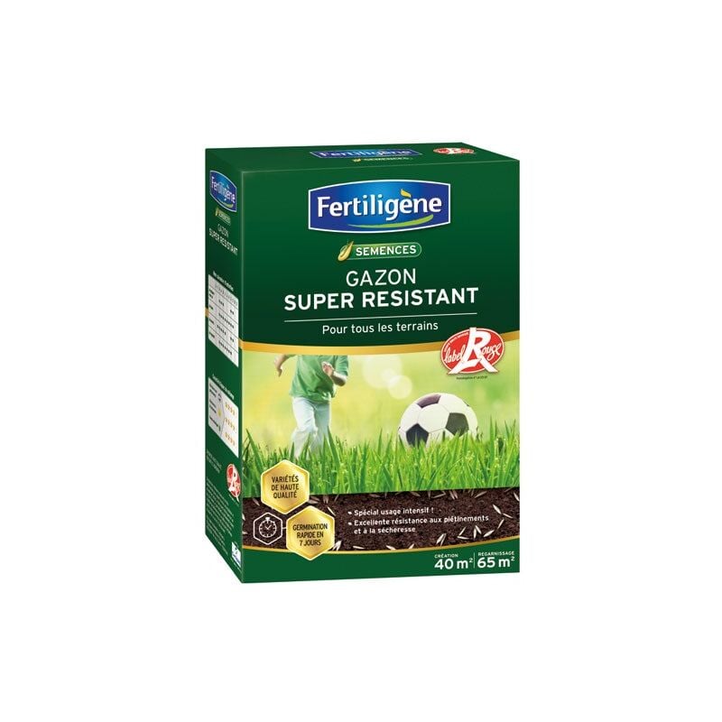 Gazon super résistant Label Rouge 40m² 1kg - Fertiligene