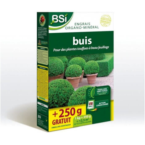 Fertilizzante per Buxus - BSI - Bio - Fogliame brillante e verde scuro - Azione a lungo termine - 1Kg + 250g gratuiti - Fino a 12,5 m²