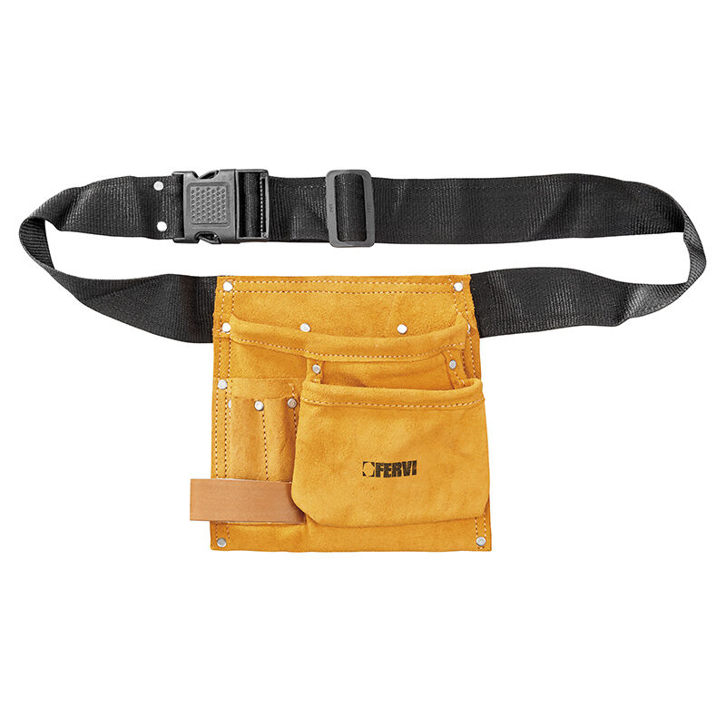 Fervi - Sac d'installateur menuisier en cuir avec ceinture 0254