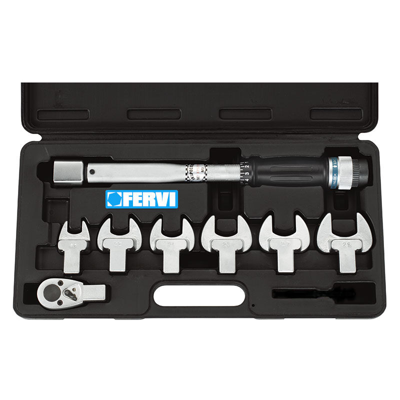 Fervi - Cle dynamometrique 3/8 avec cles 17-30 mm 80 nm 0803/S080