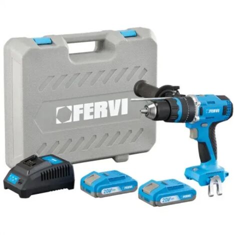 Fervi FB20ID3AB-22B Trapano avvitatore con percussione 20V 13mm con 2 Batterie 2Ah