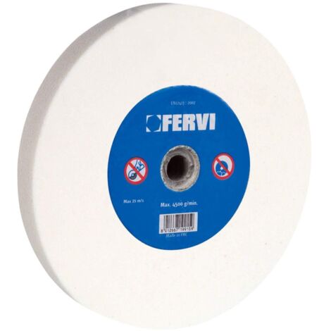 Fervi – Meule abrasive blanche en corindon – Finition acier – Réducteurs concentriques – Adaptée machines fixes