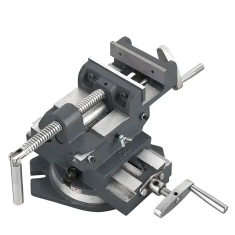 FERVI Morsa a Croce Girevole 100 mm Grigio per Foratura e Fresatura