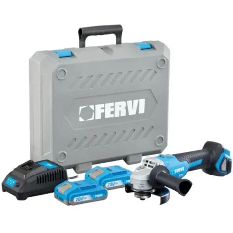 Fervi Smerigliatrice Angolare 125mm 20V Blu 2 Batterie 2Ah Motore Brushless
