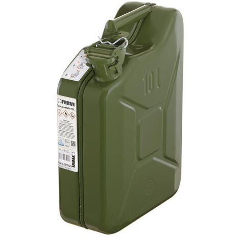 Fervi Tanica Metallo Verde 10 Litri Omologata Carburanti Infiammabili