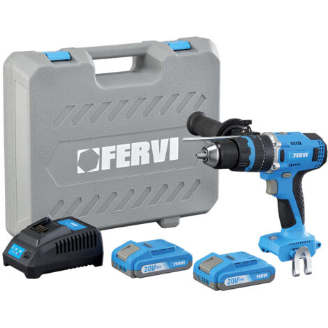 Fervi Trapano a Percussione 20V 2 Batterie 2.0Ah Mandrino Metallico