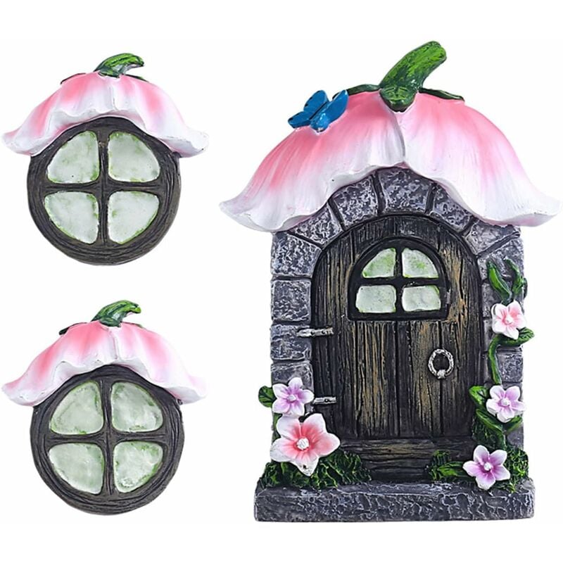 Aiducho - Fées Porte De Jardin Porte Miniature Pour Arbres Accessoires Gnome Maison Arbre Décoration Portes De Fées (Fleur)