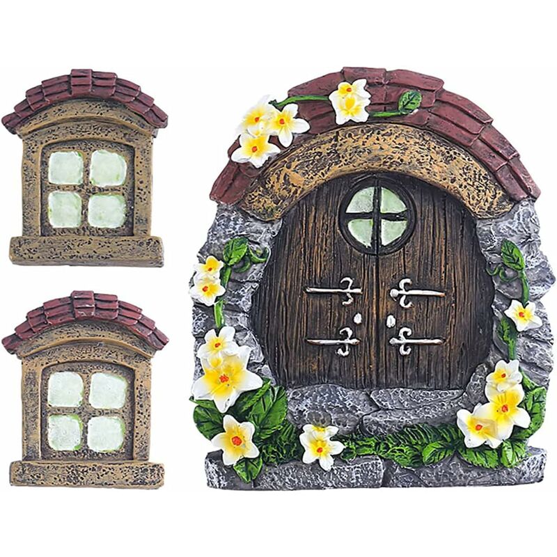 Aiducho - Fées Porte De Jardin Porte Miniature Pour Arbres Accessoires Gnome Maison Arbre Décoration Portes De Fées (Tuiles)