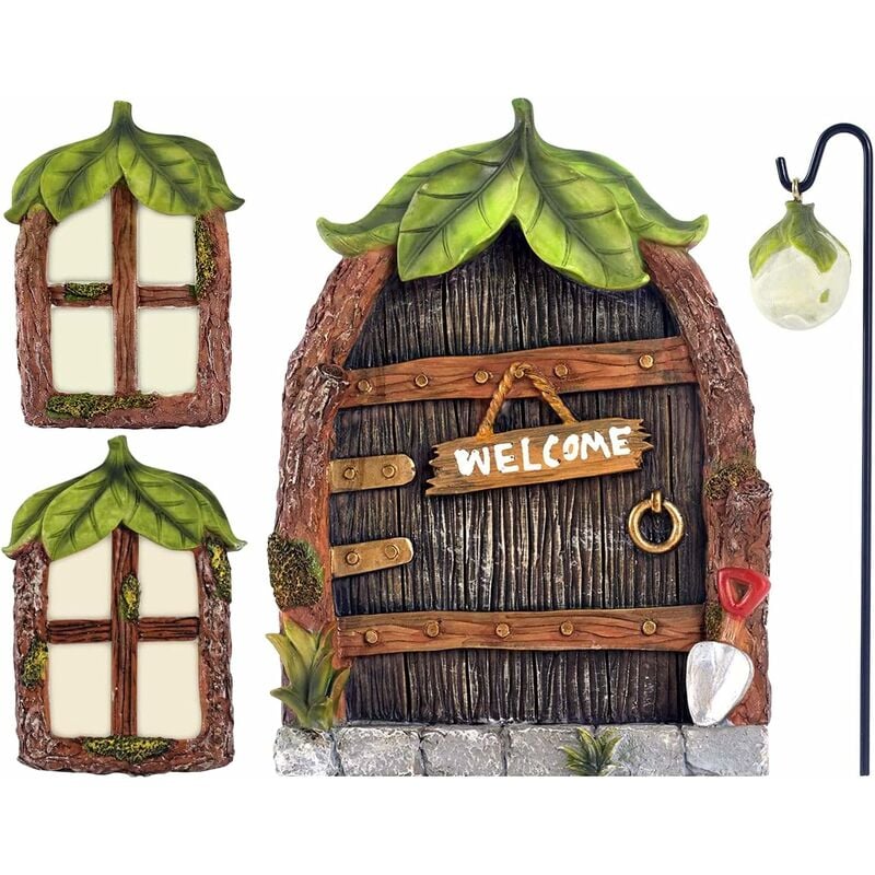 Aiducho - Fées Porte De Jardin Porte Miniature Pour Arbres Accessoires Maison Arbre Décoration Portes De Fées (Feuilles)
