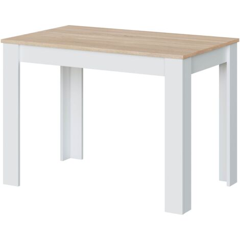 Fester Tisch Lowell, Esszimmertisch, Moderner Konsolentisch für Wohnzimmer oder Küche, cm 109x67x78, Weiß und Eiche