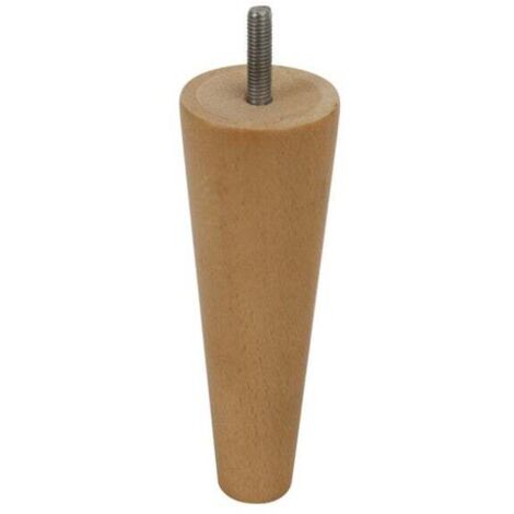 Festes konisches Möbelbein, Rohbuche, Weiß/Beige, 15 cm Cime