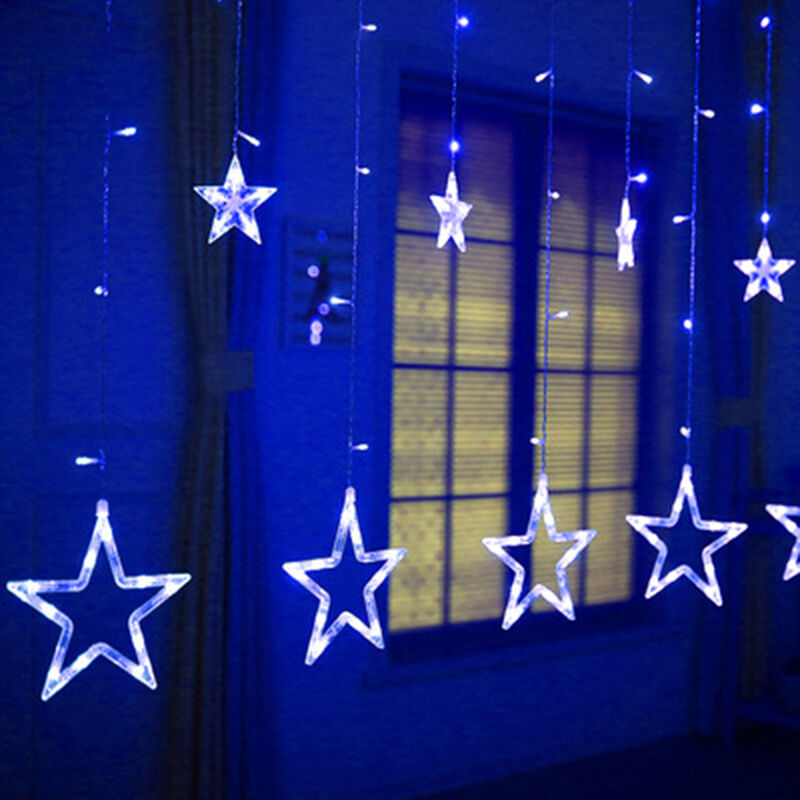 

Linterna LED cadena de luz decoracion de la habitacion cortina romantica luz azul estrella modelo enchufable de 3,5 m