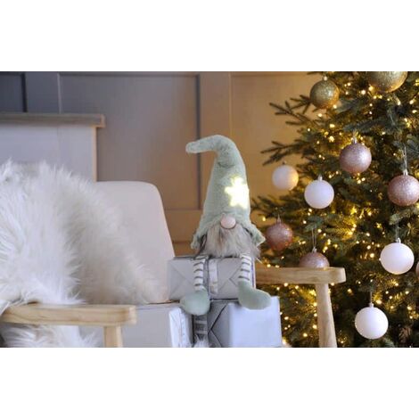 Festive 39cm Battery Operated Light up Dangly Leg Gonk with Green Hat