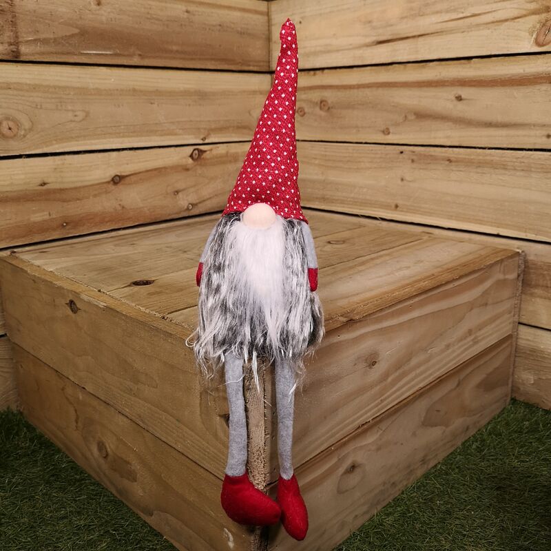 Festive Christmas 54cm Fur Gonk With Dangly Legs - Polka Dot Hat