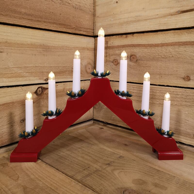 Festive Christmas 7 Candle Candlebridge/Arch in Red