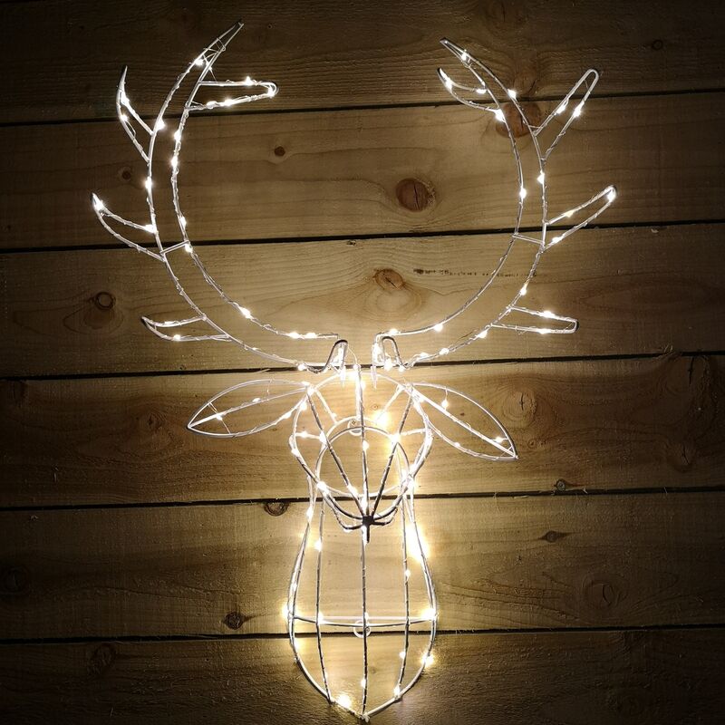 Festive Christmas 70cm Reindeer Head- Warm White Twinkling LED