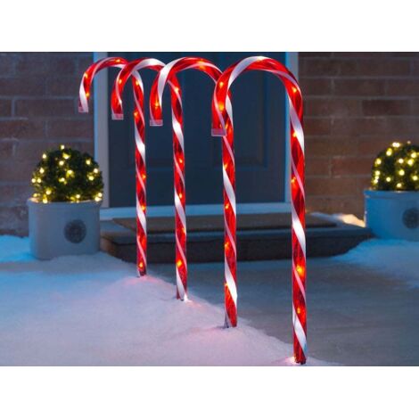 Festive Productions Candy Cane Stake Lights - 62 cm - Red and White - Set of 4