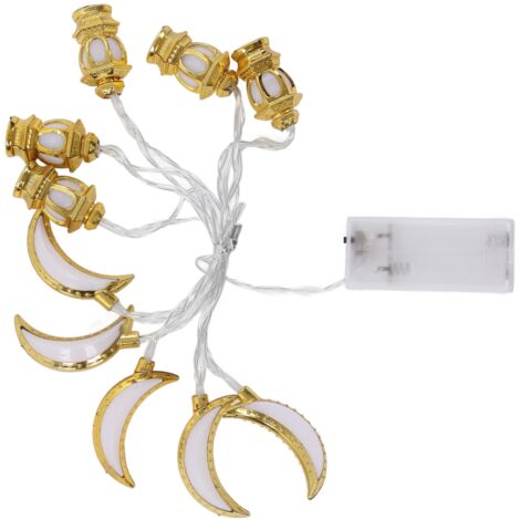 Festliche, 1,5 Meter lange, mondförmige Lichterkette aus 10 LEDs, ideal für Partys, Schlafzimmer, Geburtstage und andere Anlässe während des Ramadan.