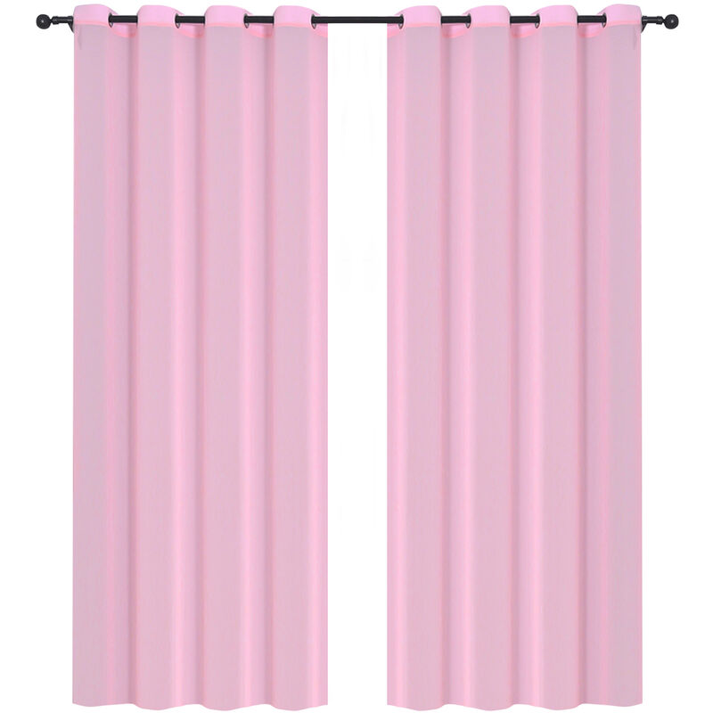 

2PCS 265 * 140cm Cortinas de color solido Ojal de fibra de poliester Filtro de luz Cortinas de privacidad con textura informal para el dormitorio