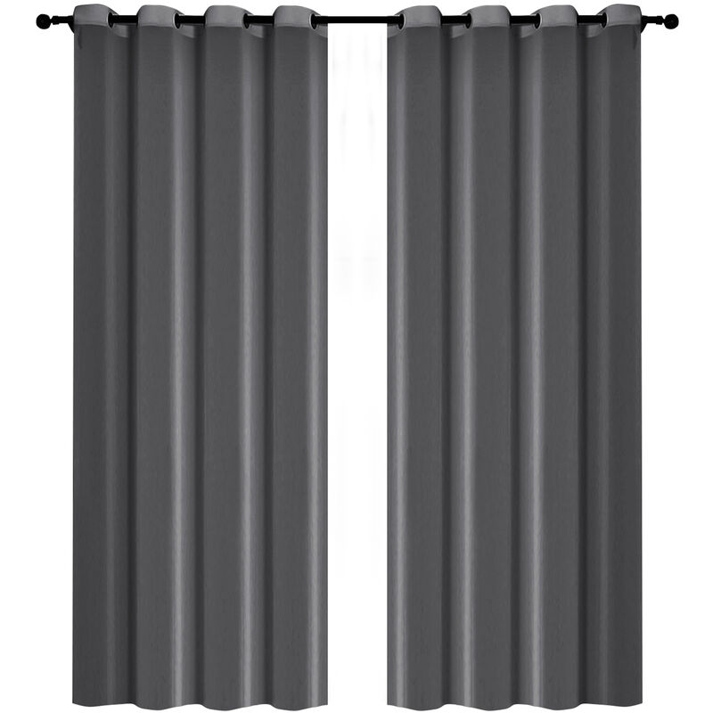 

2PCS 225 * 140cm Cortinas de color solido Ojal de fibra de poliester Filtro de luz Cortinas de privacidad con textura informal para el dormitorio