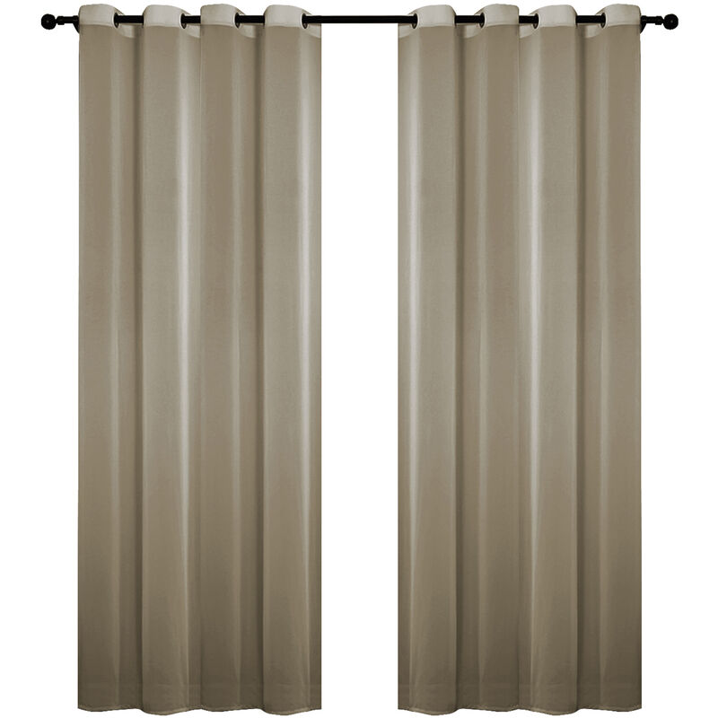 

2PCS 145 * 140cm Cortinas de color solido Ojal de fibra de poliester Filtro de luz Cortinas de privacidad con textura informal para el dormitorio