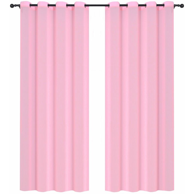 

2PCS 245 * 140cm Cortinas de color solido Ojal de fibra de poliester Filtro de luz Cortinas de privacidad con textura informal para el dormitorio