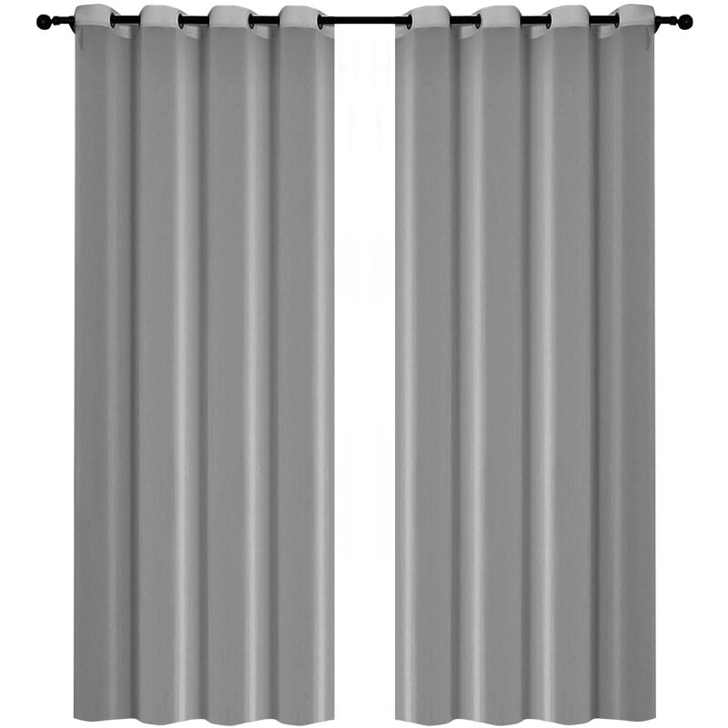 

2PCS 245 * 140cm Cortinas de color solido Ojal de fibra de poliester Filtro de luz Cortinas de privacidad con textura informal para el dormitorio