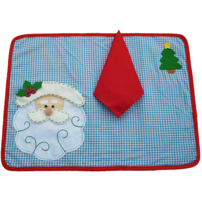 

Papa Noel, tapete de comedor de alta calidad, tapete de mesa de Papa Noel, tapete suave de doble capa para Navidad con servilleta - Festnight