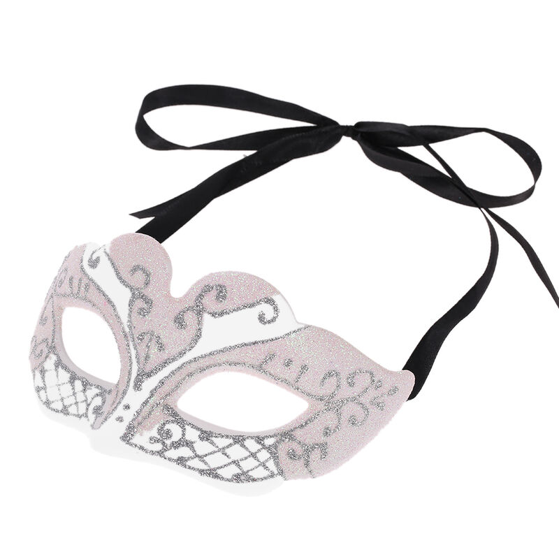 

FESTNIGHT Sexy Plastic Phantom Half Mask Mascara de baile de disfraces de Halloween con decoracion de purpurina,blanco