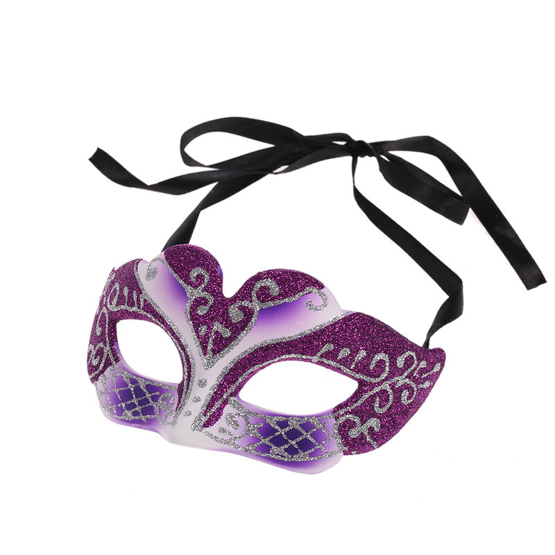 

FESTNIGHT Sexy Plastic Phantom Half Mask Mascara de baile de disfraces de Halloween con decoracion de purpurina,Purpura