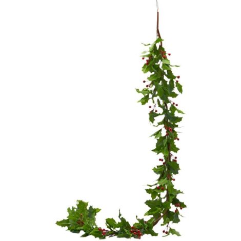 Festone Agrifoglio con bacche rosse Ghirlanda natalizia da esterno, da 185 cm