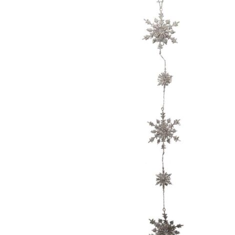 Festone con fiocchi di neve glitter bianco cm12x156x3,5