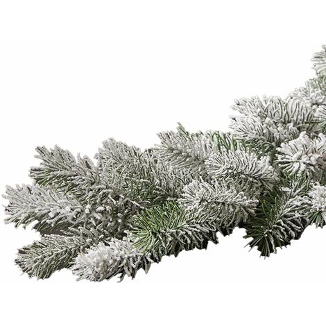Festone con punte innevate di Pino ghirlanda decorativa color verde e bianco da 183 cm