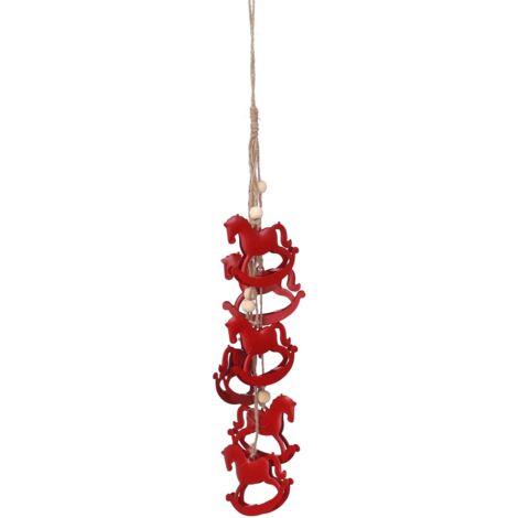 Festone metallo cavallo a dondolo rossocm48x4h4