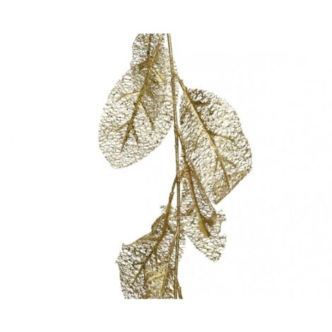 Festone natalizio ghirlanda color Oro con foglie, decorazione da 190 cm