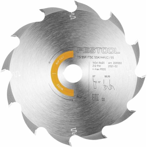 Festool 160mm x 20mm 12 Tooth Panther Clean Wood Rip Cut Saw Blade HW TS55 TSC55