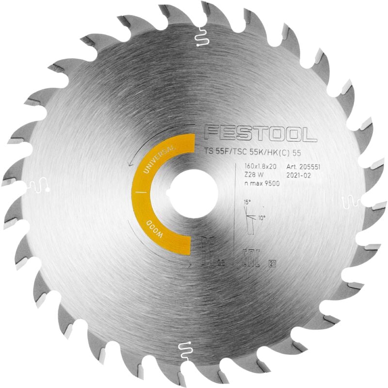 Festool - 205551 160mm x 20mm 28T Medium Cut Universal Wood Saw Blade TS55 / TSC55