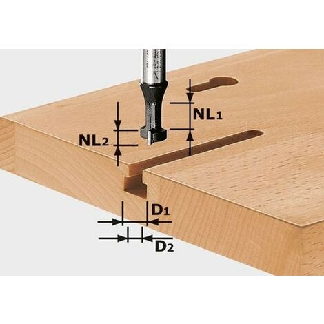 Festool – 491035 Fraise à rainurer en T HW S8 D10,5 – Queue 8 mm – Longueur 50 mm – Pour bois massif et panneaux