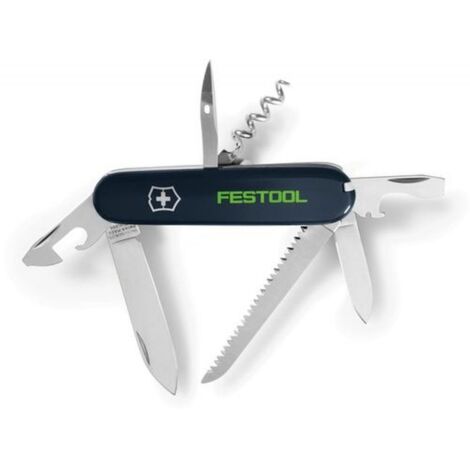 Festool – 497898 Couteau de poche Victorinox – Lame 8,5 cm en acier inox 3Cr13 – Poignée en bois d'olivier – Safety-Lock pour sécurité