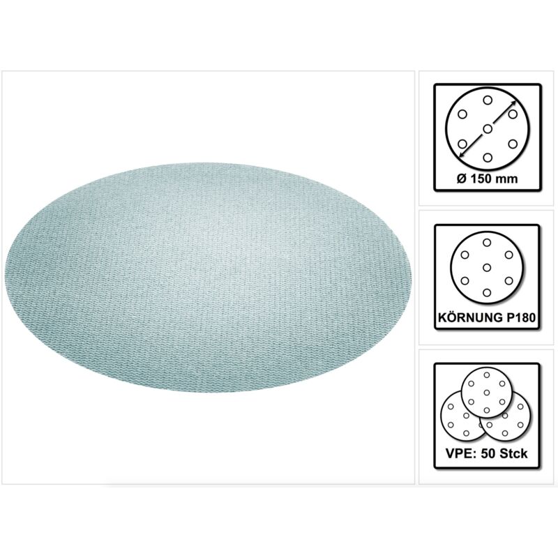 Stf D150 P180 gr NET/50 Abrasifs maillé 150mm - 50 pcs. (203307) - Festool
