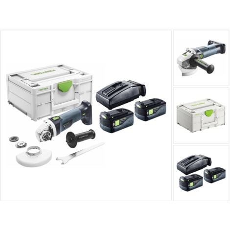 Festool AGC 18-125 5,0 EBI-Plus Akku Winkelschleifer 18 V 125 mm Brushless ( 577700 ) + 2x Akku 5,0 Ah + Ladegerät + Systainer