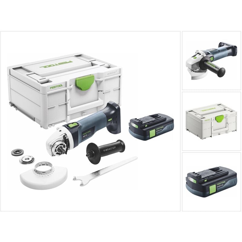 Agc 18-125 EB-Basic Meuleuse d'angle sans fil 18 v 125 mm Brushless + 1x batterie 3,0 Ah + Systainer - sans chargeur - Festool
