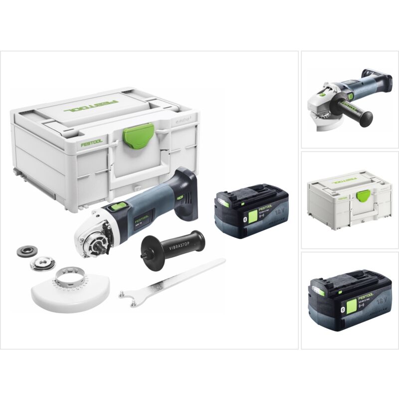 Agc 18-125 EB-Basic Meuleuse d'angle sans fil 18 v 125 mm Brushless + 1x batterie 5,0 Ah + Systainer - sans chargeur - Festool