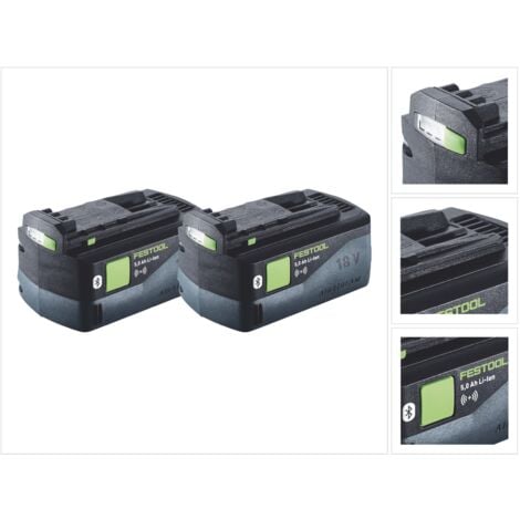 Festool Akku Set 2x BP 18 Li 5,0 ASI Akku 18 V 5,0 Ah / 5000 mAh Li-Ion ( 2x 577660 ) Bluetooth mit Ladestandanzeige