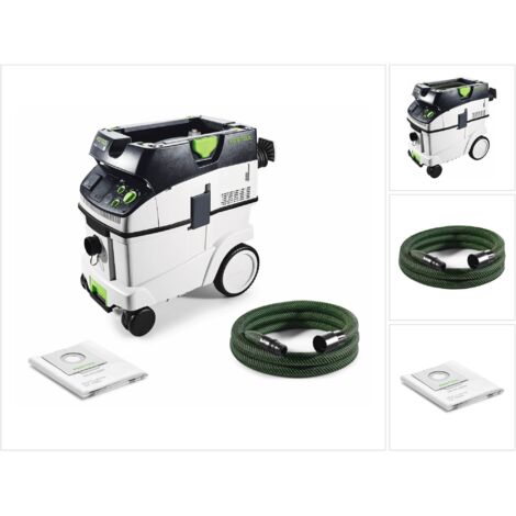 Festool – Aspirateur professionnel eau et poussières 36L – Débit 3900 l/min – Dépression 24000 Pa – Homologué catégorie M – Pour chantiers humides - CTM 36 E