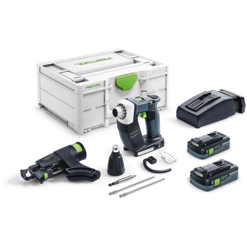 Avvitatore placo Festool dwc 18-4500 hpc 4.0 I-Plus - 2 Batterie 4,0 Ah, caricabatterie + accessori - 576502