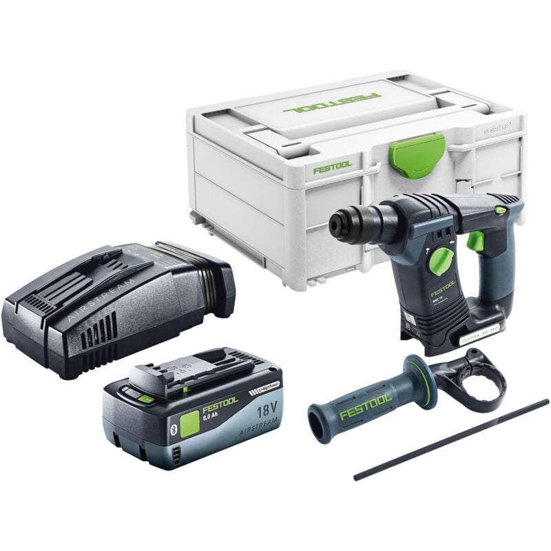 Festool BHC 18-Basic Marteau perforateur sans fil 18 V 1,8 J SDS Plus Brushless + 1x batterie 8,0 Ah + chargeur rapide + Systainer