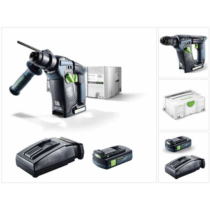 

Festool BHC 18 Li-Basic Martillo perforador a batería en Systainer + 1x Batería BP 18 Li 3,1 C + Cargador TCL 6