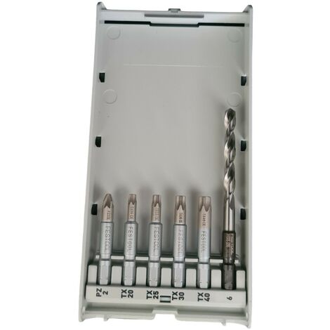 Festool Bitkassette Bit Set Kassette 6teilig TX PZ Bohrer HSS6 Schrauber